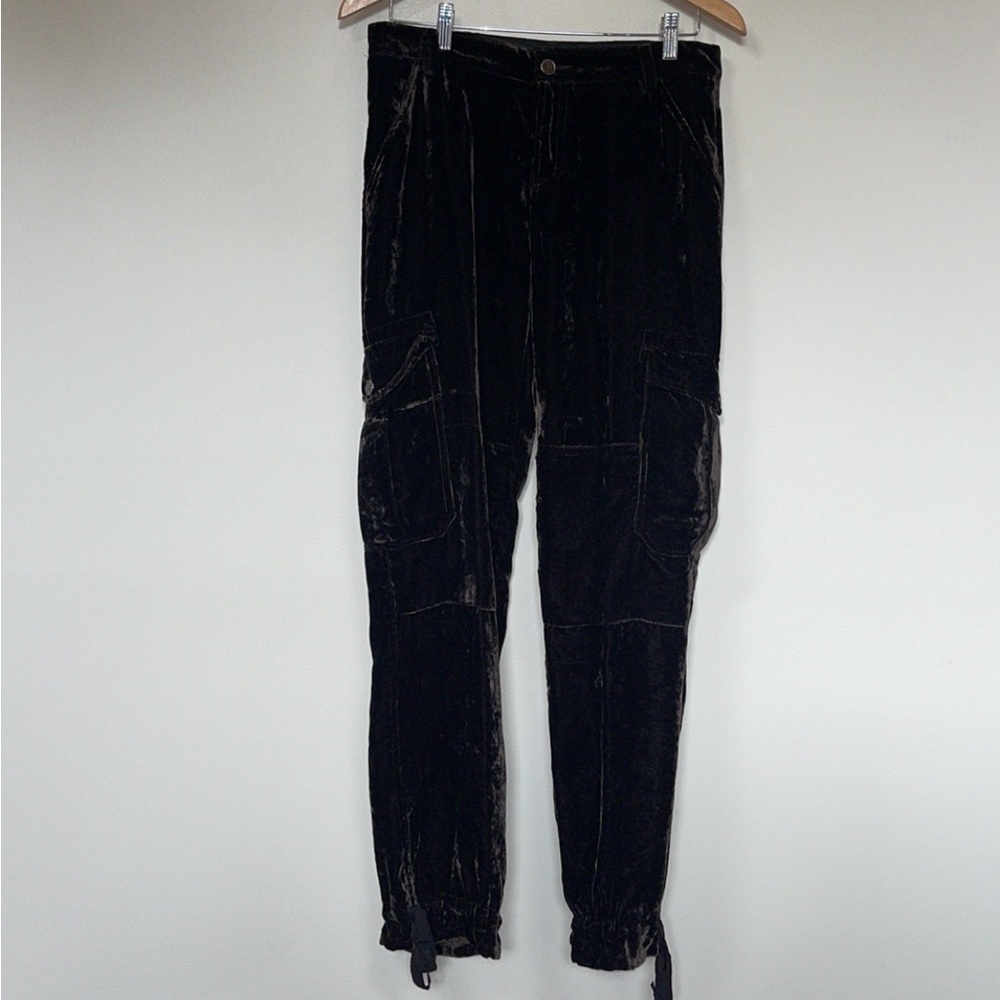 Boston Proper velour brown cargo pants